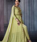 Light-parrot-green embroidered georgette salwar