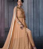 Salmon embroidered georgette salwar