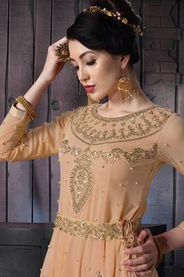 Salmon embroidered georgette salwar 2