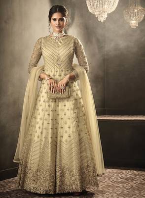 Cream embroidered net salwar 1