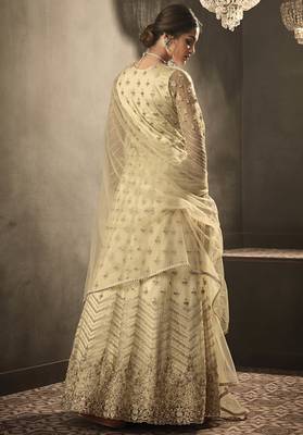 Cream embroidered net salwar 2