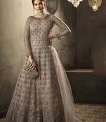 Brown embroidered net salwar