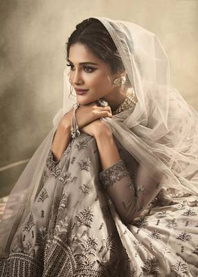 Brown embroidered net salwar 2