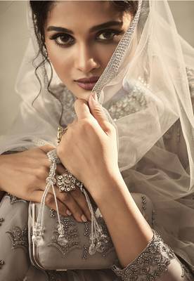 Brown embroidered net salwar 3