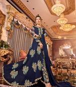 Blue embroidered silk salwar