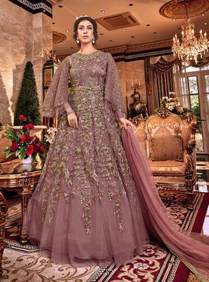 Pink embroidered net salwar 1