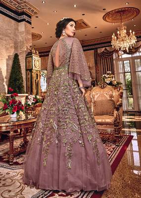 Pink embroidered net salwar 2