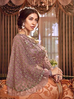 Pink embroidered net salwar 3