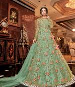 Sea-green embroidered net salwar