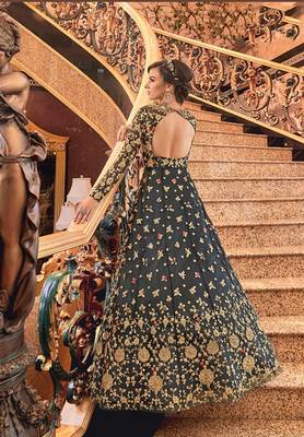 Grey embroidered net salwar 2