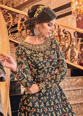 Grey embroidered net salwar 3