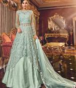 Light-green embroidered net salwar