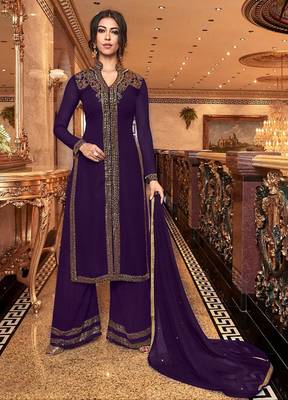Purple embroidered georgette salwar 1