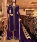 Purple embroidered georgette salwar