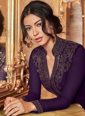 Purple embroidered georgette salwar 2