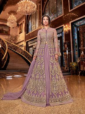Lavender embroidered net salwar 1