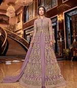 Lavender embroidered net salwar