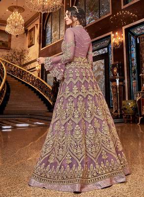 Lavender embroidered net salwar 2