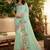 Sky blue embroidered silk saree with blouse