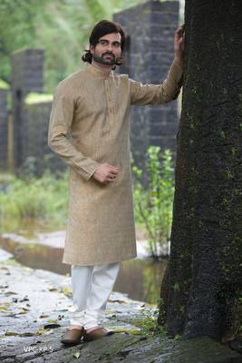 Fawn plain poly cotton men-kurtas 1