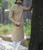 Fawn plain poly cotton men-kurtas