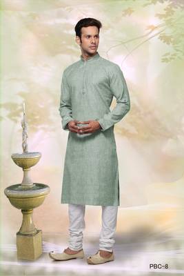 Turquoise plain cotton men-kurtas 1