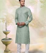 Turquoise plain cotton men-kurtas