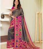 Blue Hand Woven Silk Blend Saree With Blouse