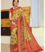 Gold Hand Woven Silk Blend Saree With Blouse