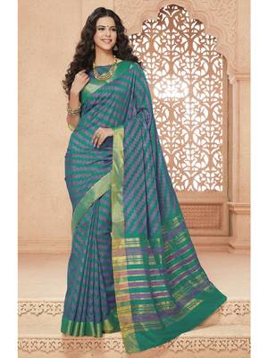 Green Hand Woven Art Silk Saree With Blouse 1
