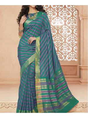 Green Hand Woven Art Silk Saree With Blouse 3