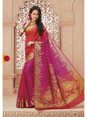 Pink Hand Woven Art Silk Saree With Blouse 1