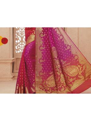 Pink Hand Woven Art Silk Saree With Blouse 3