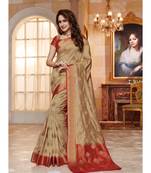 Beige Hand Woven Art Silk Saree With Blouse