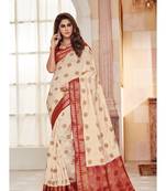 Cream Woven Art Silk Saree With Blouse