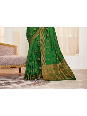Green Woven Art Silk Saree With Blouse 2