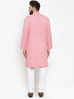 Orange Woven Cotton Men Kurtas 3