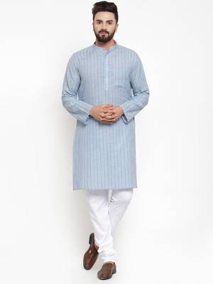Grey Woven Cotton Men Kurtas 1