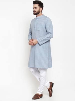 Grey Woven Cotton Men Kurtas 2