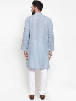 Grey Woven Cotton Men Kurtas 3