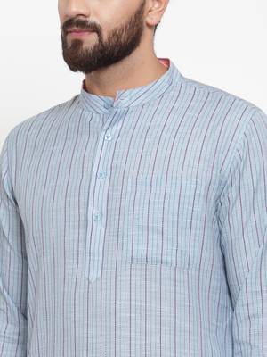 Grey Woven Cotton Men Kurtas 5