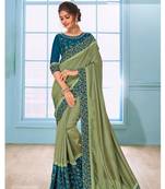 Green Embroidered Art Silk Saree With Blouse