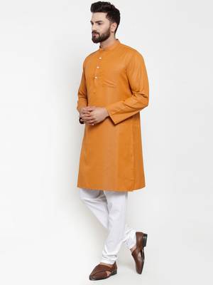 Brown Plain Cotton Men Kurtas 2