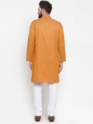 Brown Plain Cotton Men Kurtas 3