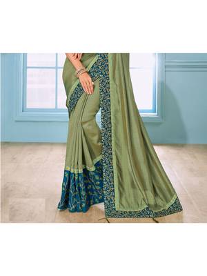 Green Embroidered Art Silk Saree With Blouse 3
