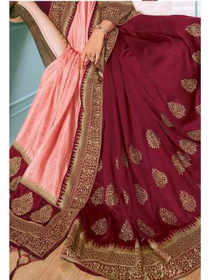 Maroon Embroidered Art Silk Saree With Blouse 2