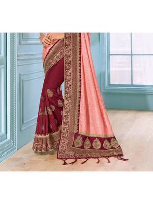 Maroon Embroidered Art Silk Saree With Blouse 3