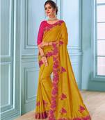 Mustard Embroidered Art Silk Saree With Blouse