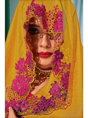 Mustard Embroidered Art Silk Saree With Blouse 2