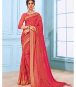Pink Embroidered Art Silk Saree With Blouse